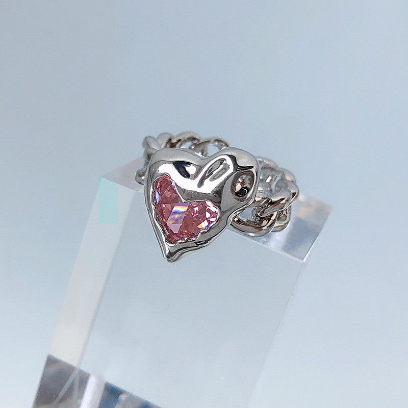 Jewelry Elegant Love Heart Rings Size ONE SIZE - 3 Thumbnail