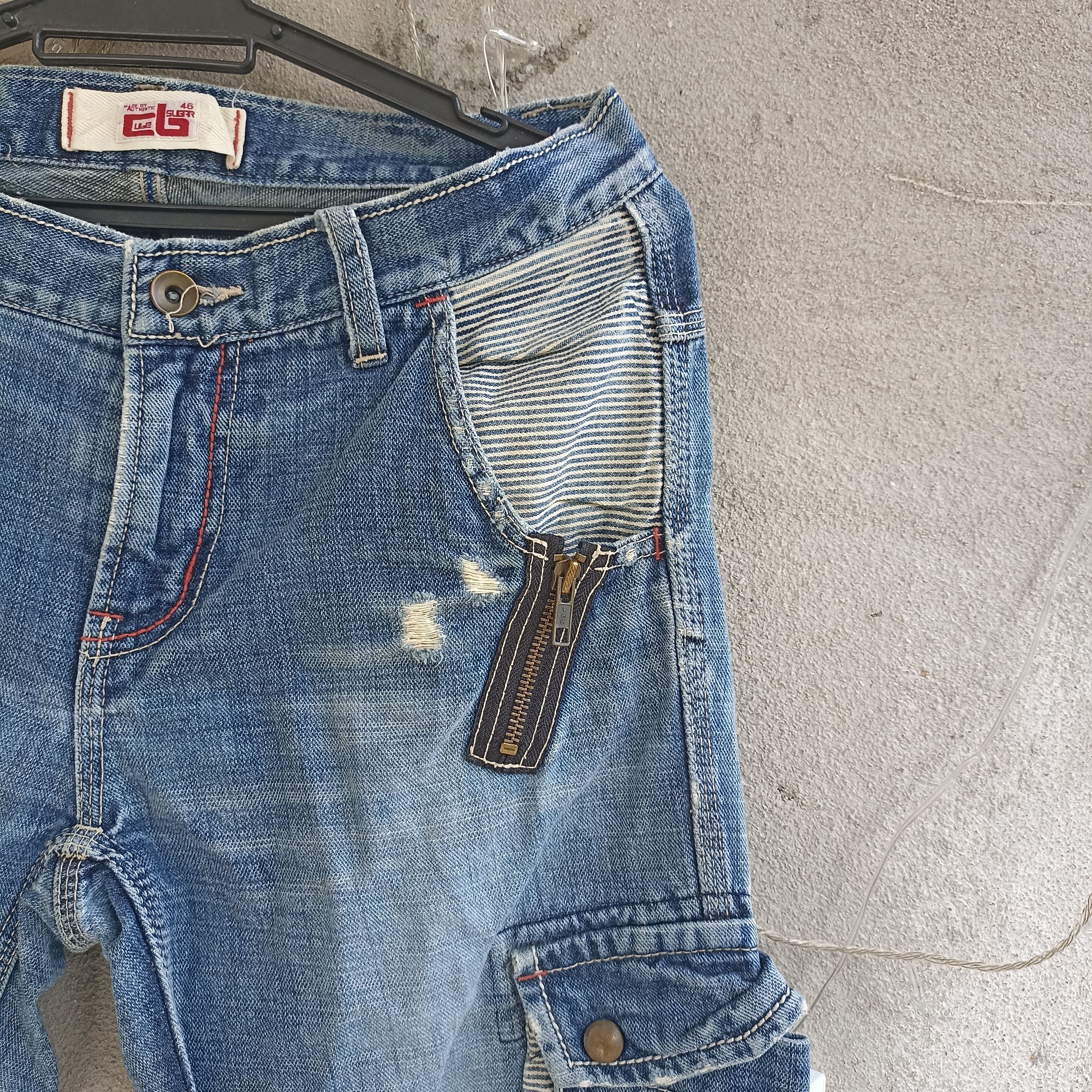 Japanese Brand Cube Sugar Distressed Multipocket Jeans Size US 30 / EU 46 - 7 Thumbnail