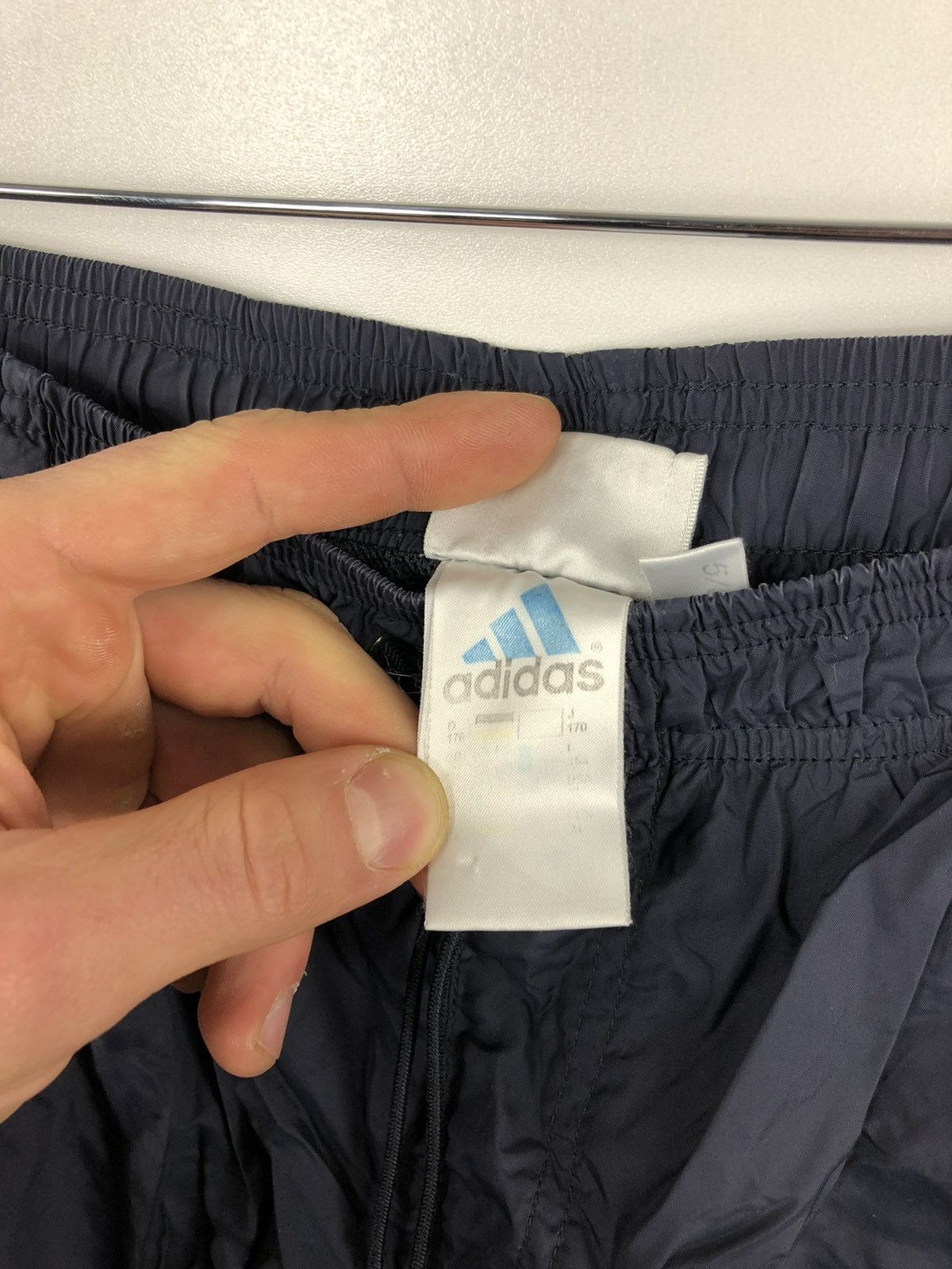 Adidas × Vintage Vintage Adidas Track Pants Nylon Leg Double Logo Navy Size M Size US 32 / EU 48 - 7 Thumbnail