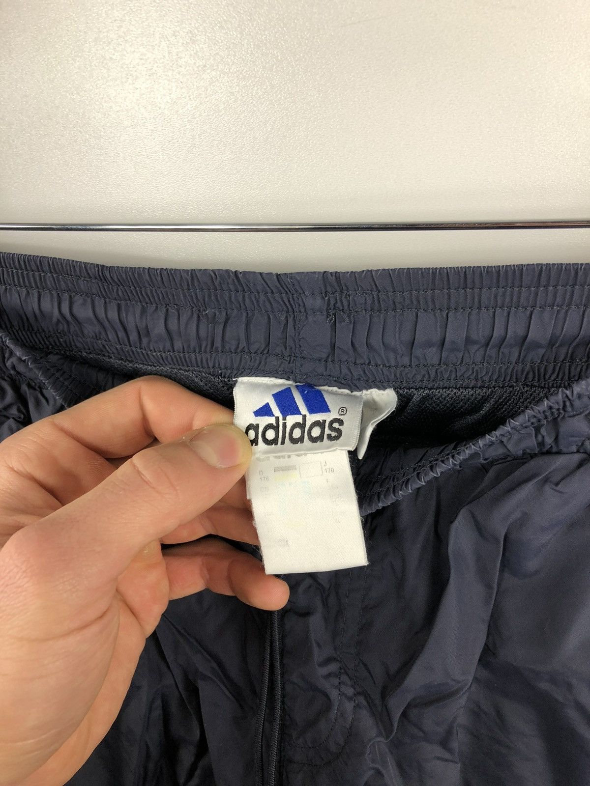 Adidas × Vintage Vintage Adidas Track Pants Nylon Leg Double Logo Navy Size M Size US 32 / EU 48 - 6 Thumbnail