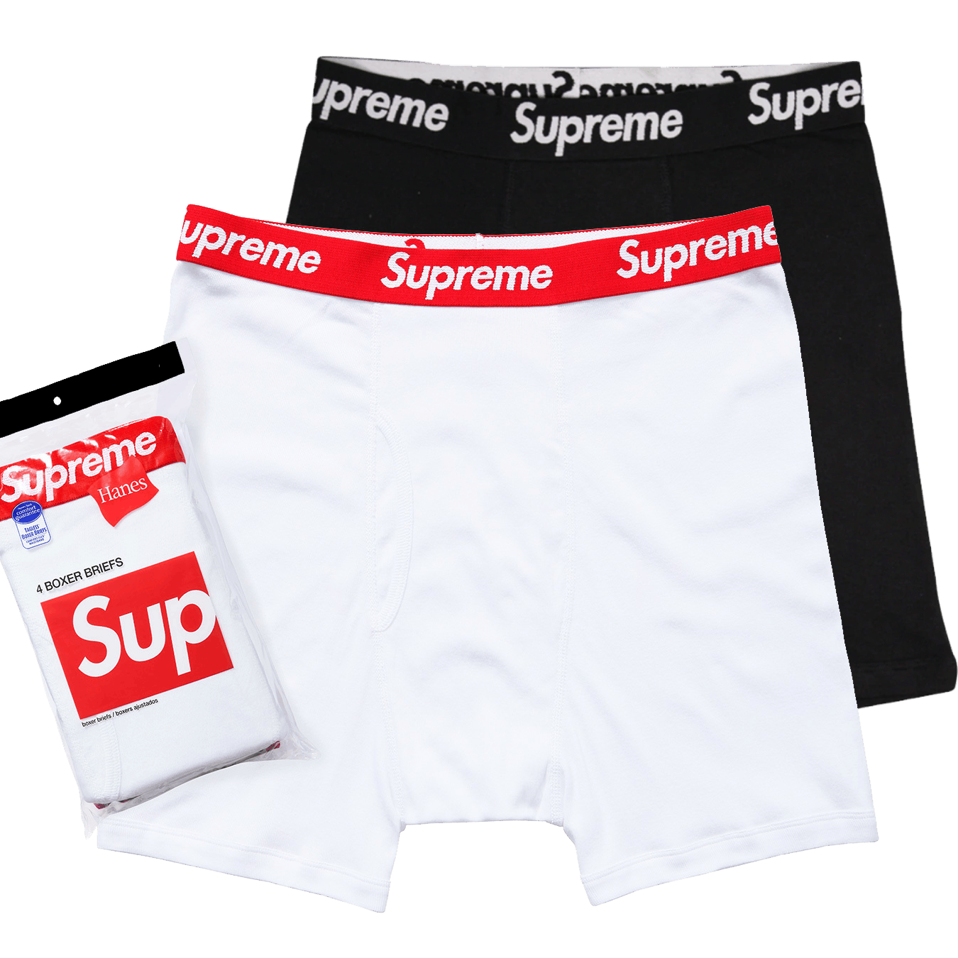 Supreme Hanes Boxer (4 Pack) Briefs White