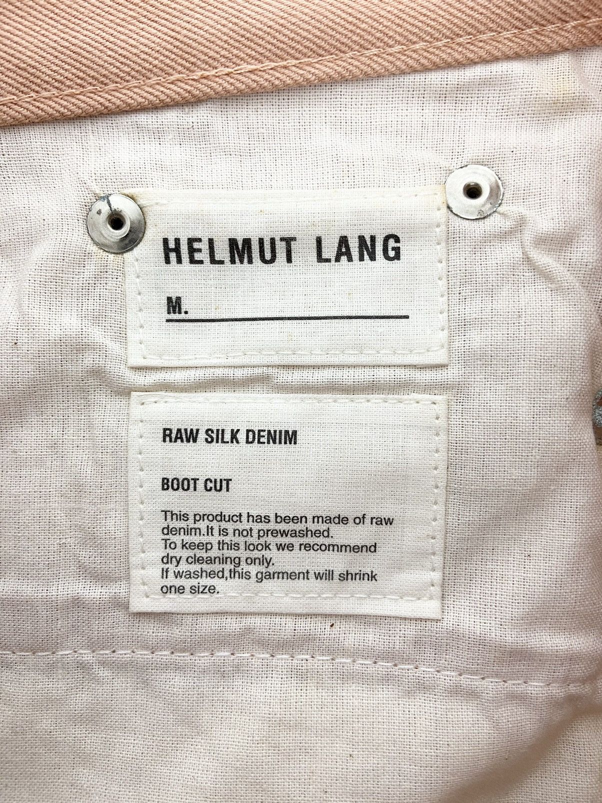 Helmut Lang 2000s Raw Silk Jeans, new (Denim, Blush/Peach, Archive) Size US 28 / EU 44 - 7 Thumbnail
