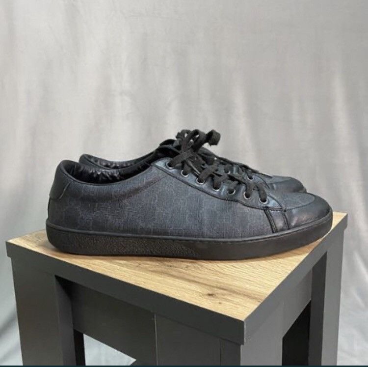 image of Gucci Sneakers Monogram Ace Brooklyn Gucci Shoes Size 10 in Black, Men's