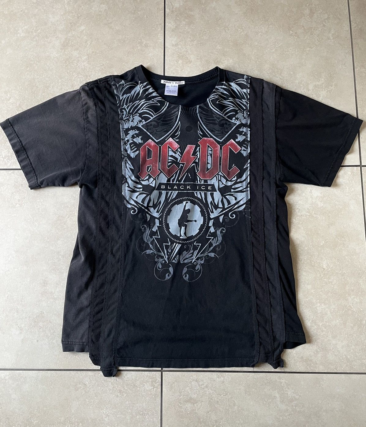 image of Rebuild By Needles 7 Cut Ac/dc Tee in Black, Men's (Size Medium)