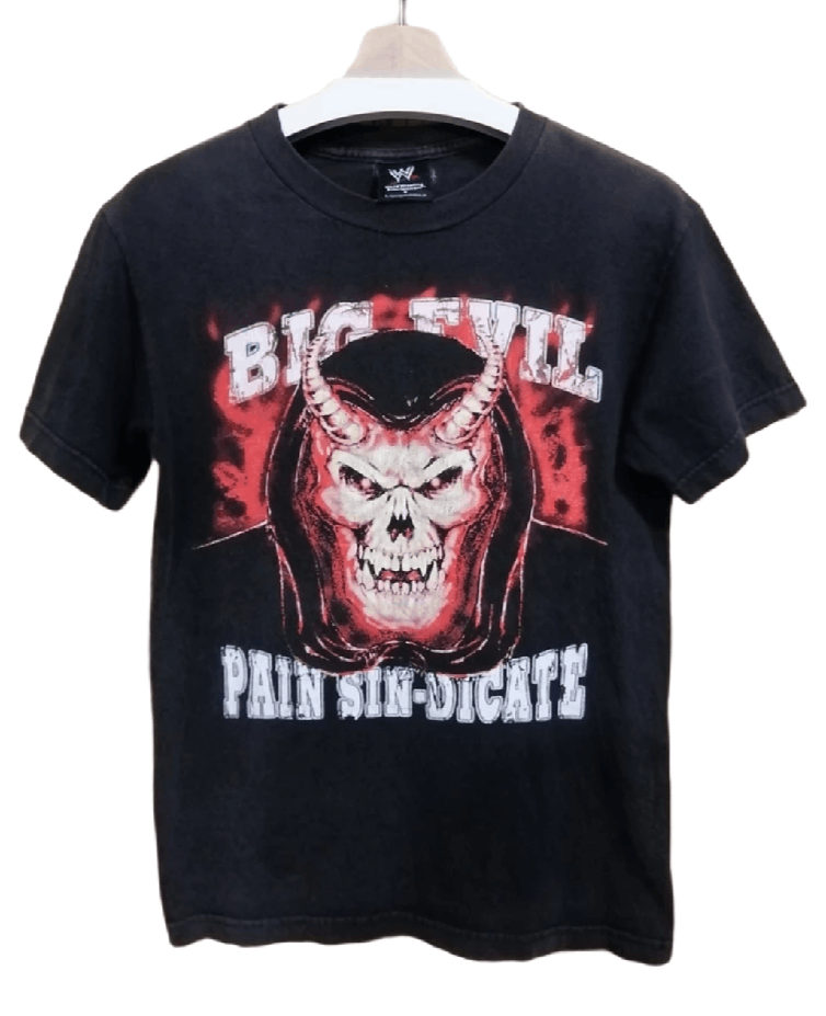 image of Vintage Wwe Undertaker Big Evil Pain Sin-Dicate T-Shirt in Faded Black, Men's (Size Small)