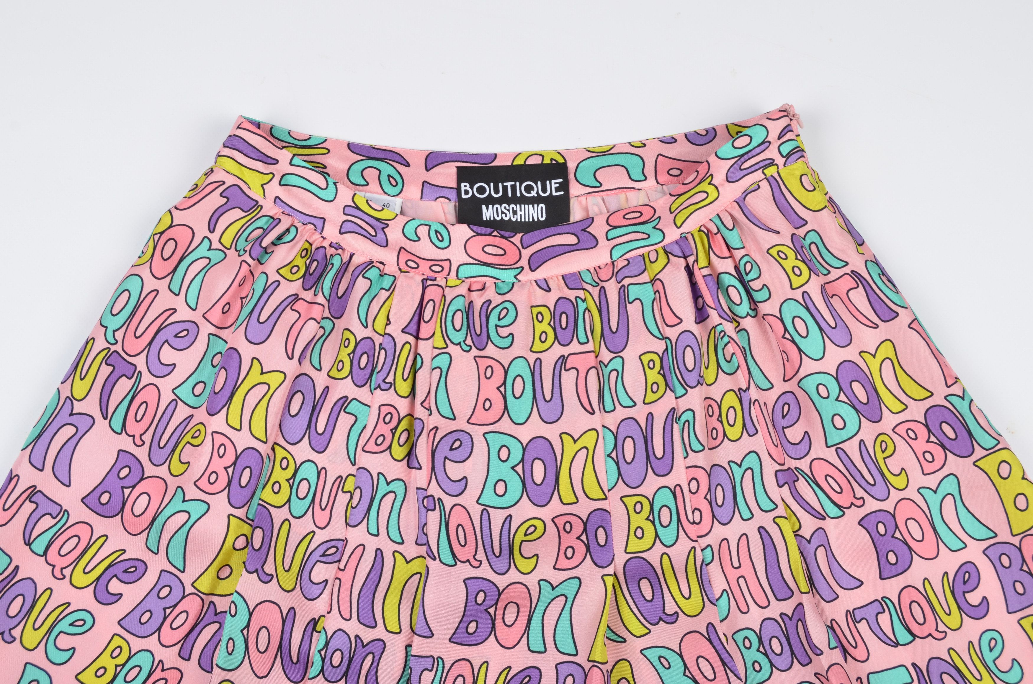 Moschino Moschino Boutique Logo Printed Silk Skirt Size 28" / US 6 / IT 42 - 5 Thumbnail