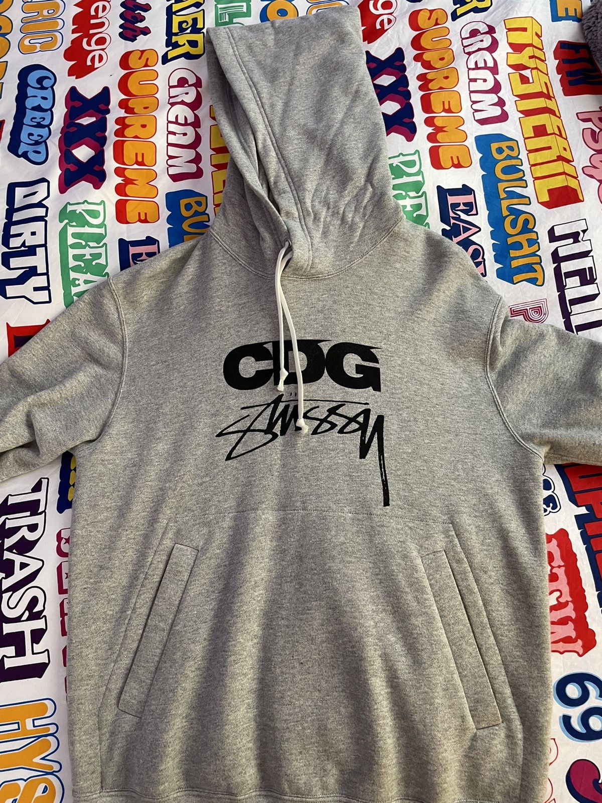 Comme des Garcons × Stussy CDG x Stussy Surfman Heather Gray Hoodie M FW2021 Size US M / EU 48-50 / 2 - 5 Thumbnail