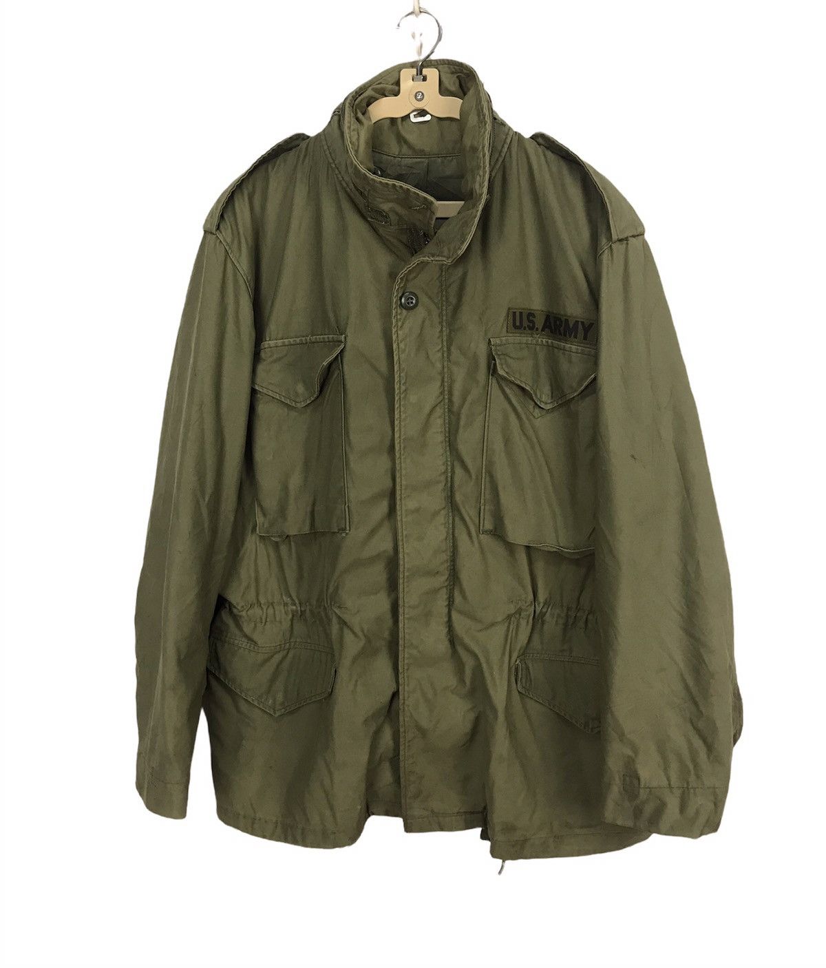 Vintage U.s army button up jacket hidden hoodie Size US L / EU 52-54 / 3 - 1 Thumbnail