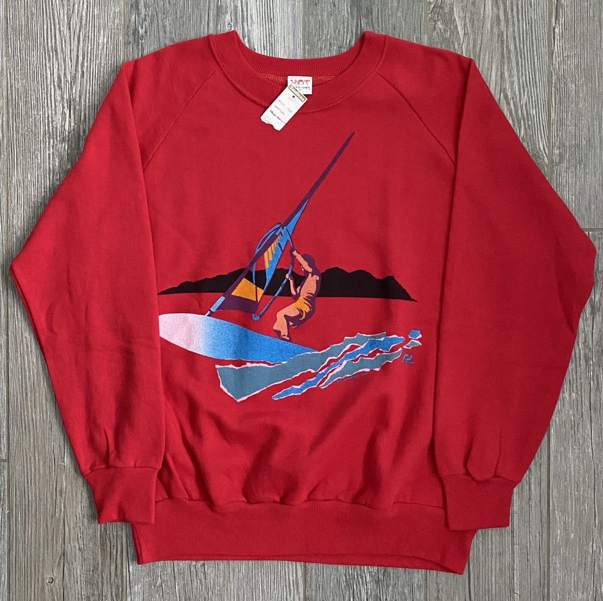 image of Art x Vintage Deadstock 1986 Sailing Vintage Red Double Sided Sweatshirt, Men's (Size XL)