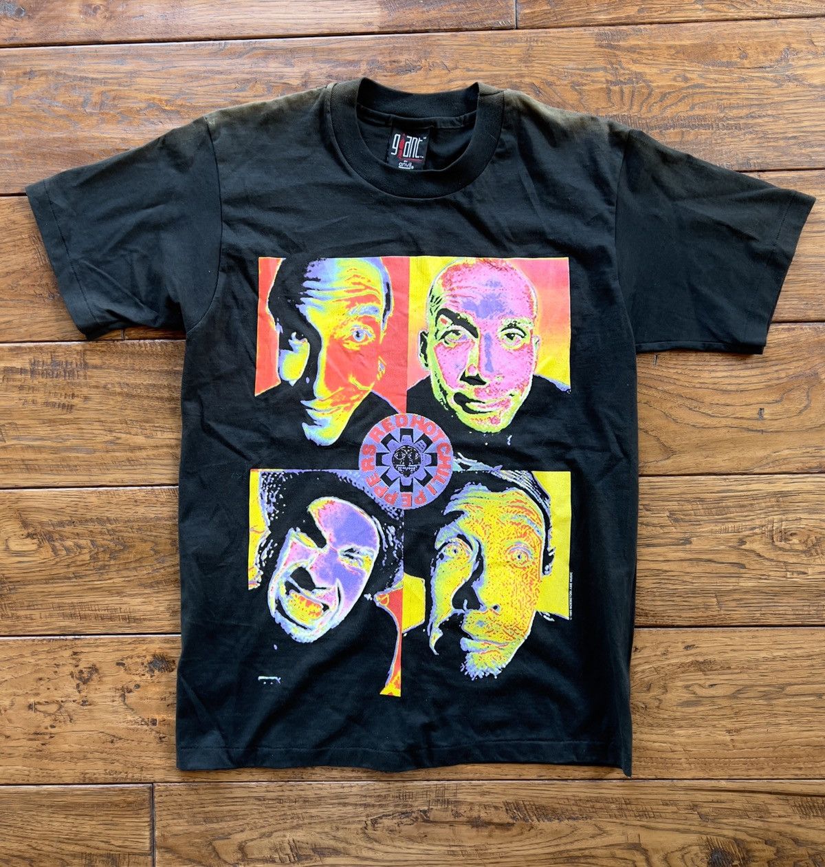 image of Band Tees x Giant 1993 Single Stitch Red Hot Chili Peppers Black Graphic Tee, Men's (Size Medium)