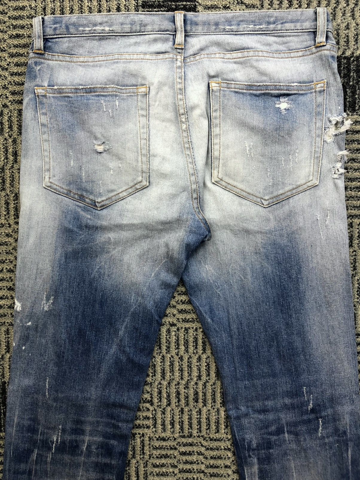 Japanese Brand Patriot Distressed Skinny Faded Blue Jeans Size US 31 - 13 Thumbnail