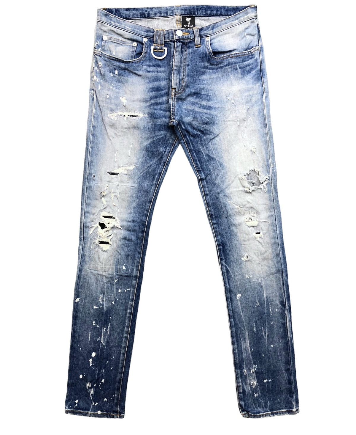 Japanese Brand Patriot Distressed Skinny Faded Blue Jeans Size US 31 - 1 Thumbnail