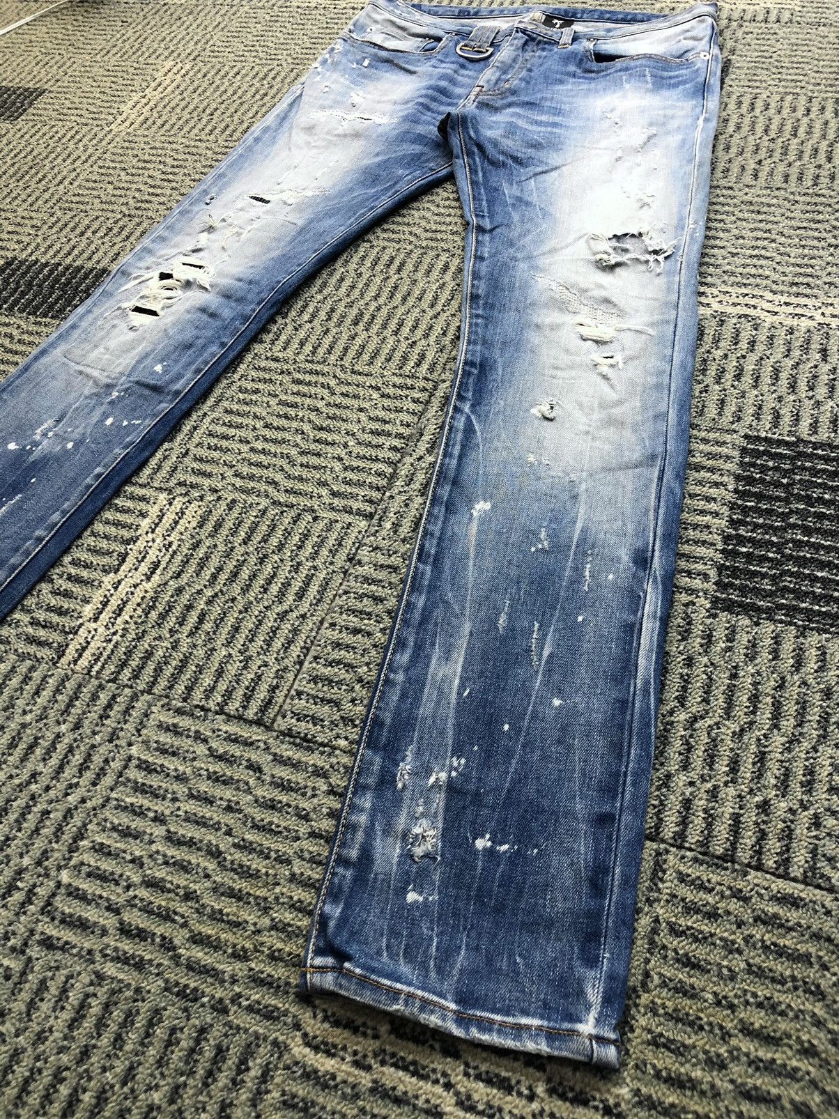 Japanese Brand Patriot Distressed Skinny Faded Blue Jeans Size US 31 - 4 Thumbnail
