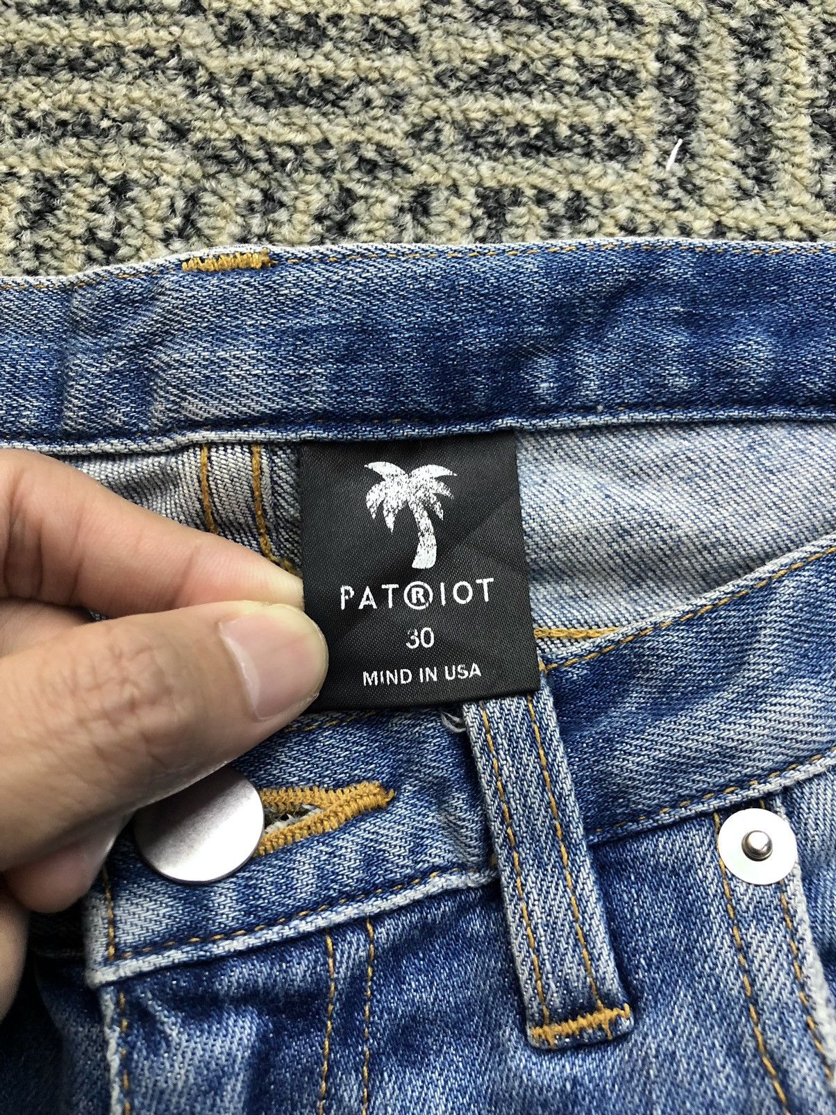 Japanese Brand Patriot Distressed Skinny Faded Blue Jeans Size US 31 - 22 Thumbnail