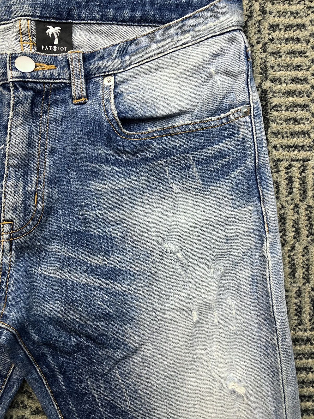 Japanese Brand Patriot Distressed Skinny Faded Blue Jeans Size US 31 - 8 Thumbnail