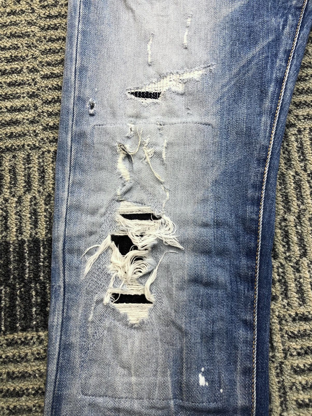 Japanese Brand Patriot Distressed Skinny Faded Blue Jeans Size US 31 - 9 Thumbnail