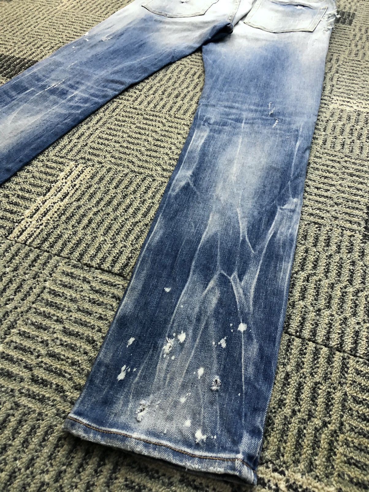 Japanese Brand Patriot Distressed Skinny Faded Blue Jeans Size US 31 - 14 Thumbnail