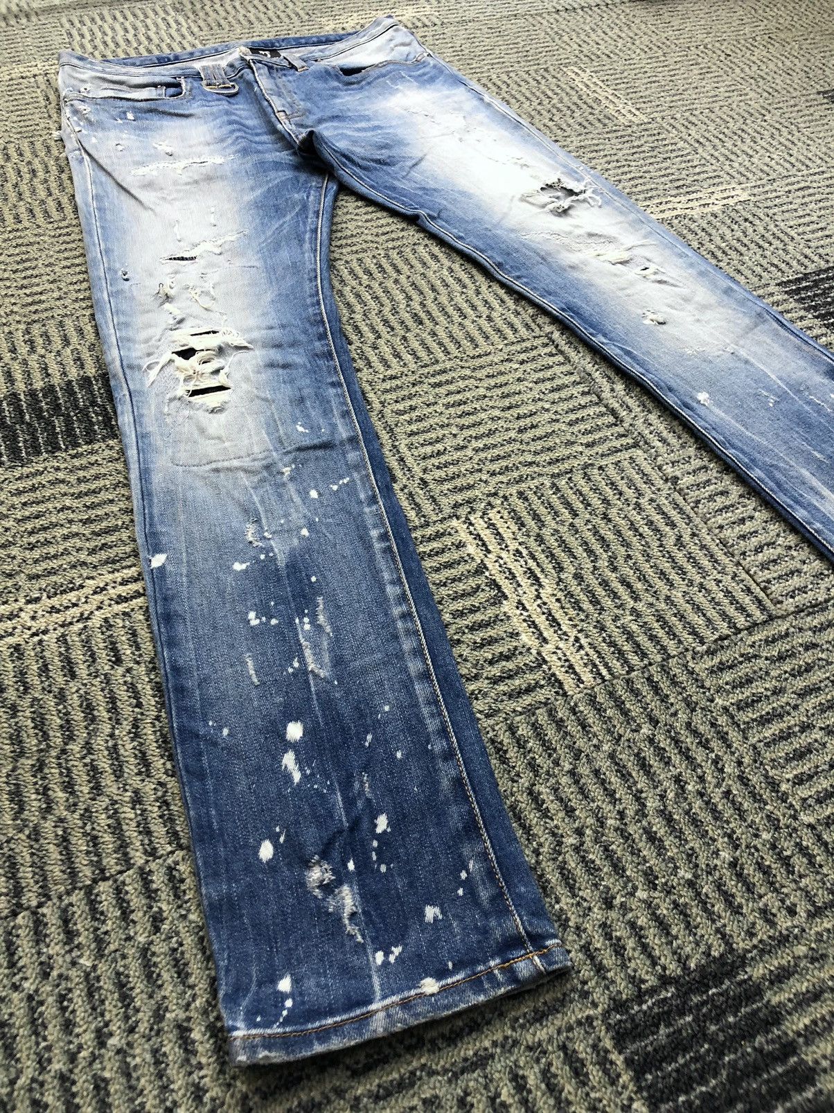 Japanese Brand Patriot Distressed Skinny Faded Blue Jeans Size US 31 - 5 Thumbnail