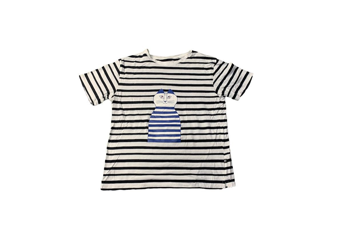 Japanese Brand Uniqlo X Lisa Larson Striped Printed Cat Graphic Tee Size M / US 6-8 / IT 42-44 - 1 Thumbnail
