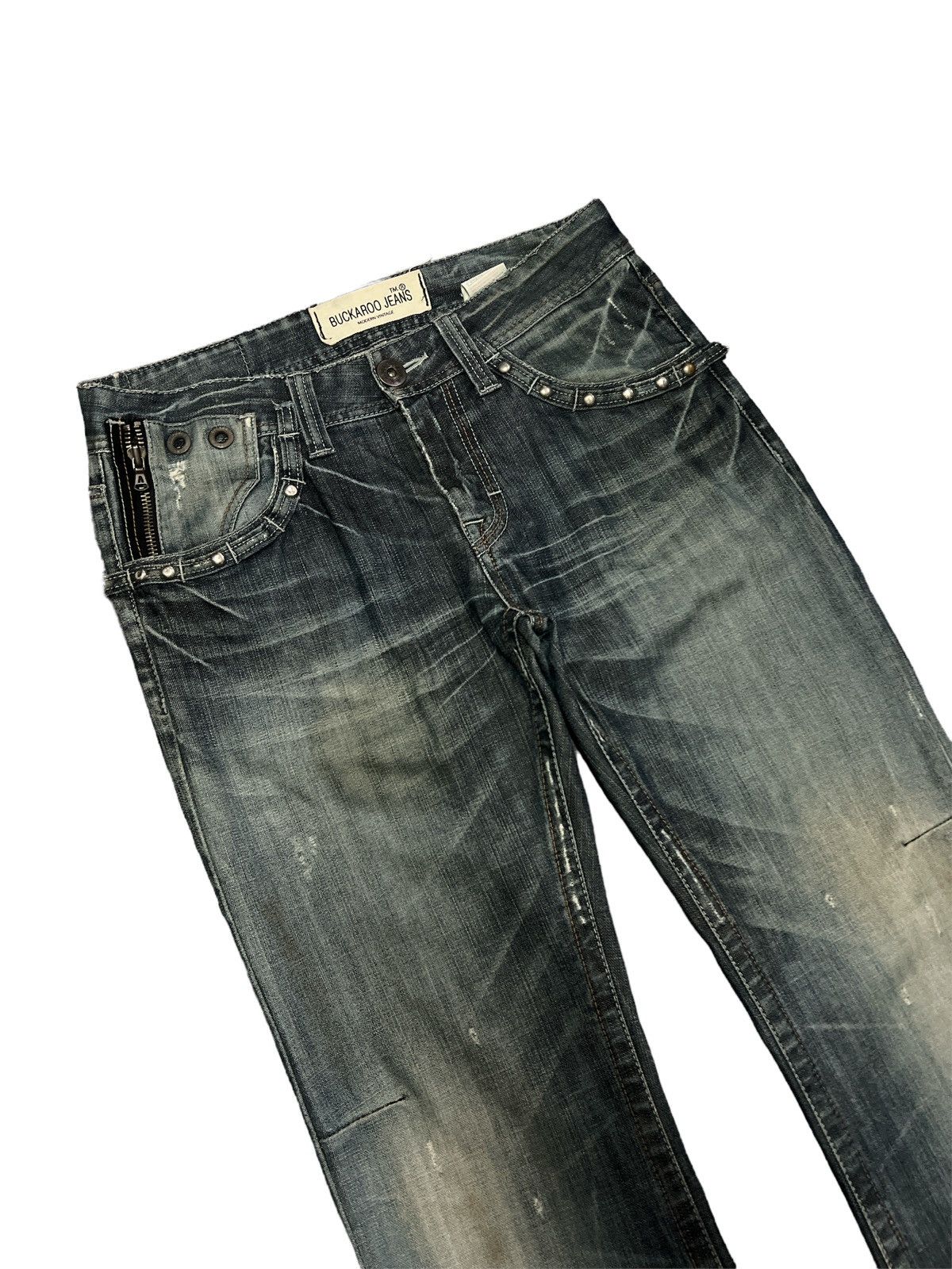Japanese Brand FLARED💥BUCKARO JEANS STUDDED PUNK DISTRESSED DENIM Size US 30 / EU 46 - 6 Thumbnail