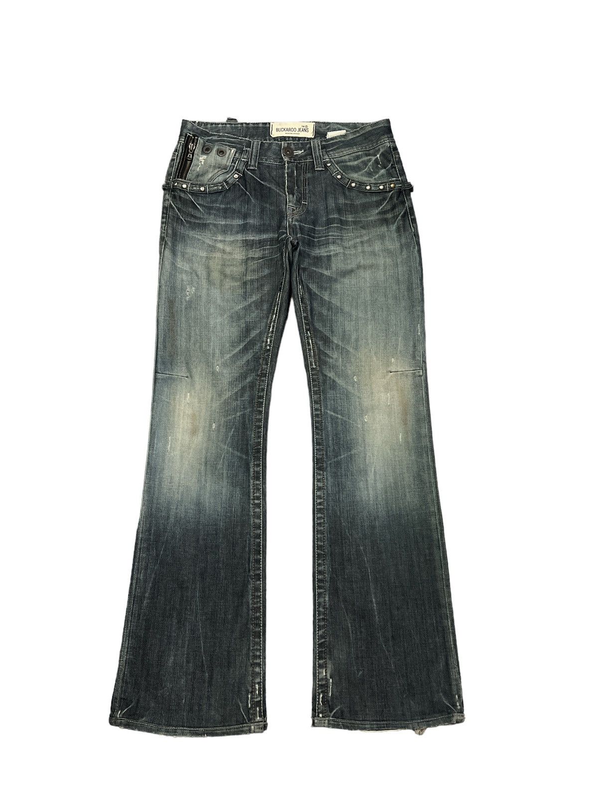 Japanese Brand FLARED💥BUCKARO JEANS STUDDED PUNK DISTRESSED DENIM Size US 30 / EU 46 - 1 Thumbnail