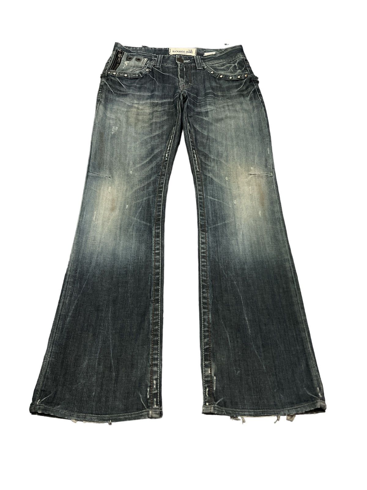 Japanese Brand FLARED💥BUCKARO JEANS STUDDED PUNK DISTRESSED DENIM Size US 30 / EU 46 - 2 Thumbnail