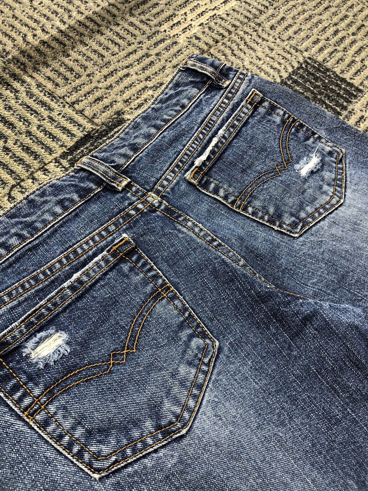 Japanese Brand M.Deux Ripped Flared Bootcut Faded Blue Jeans Size 27" / US 4 / IT 40 - 11 Thumbnail