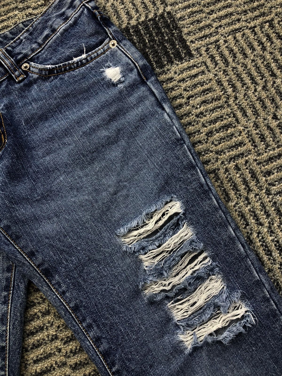 Japanese Brand M.Deux Ripped Flared Bootcut Faded Blue Jeans Size 27" / US 4 / IT 40 - 6 Thumbnail