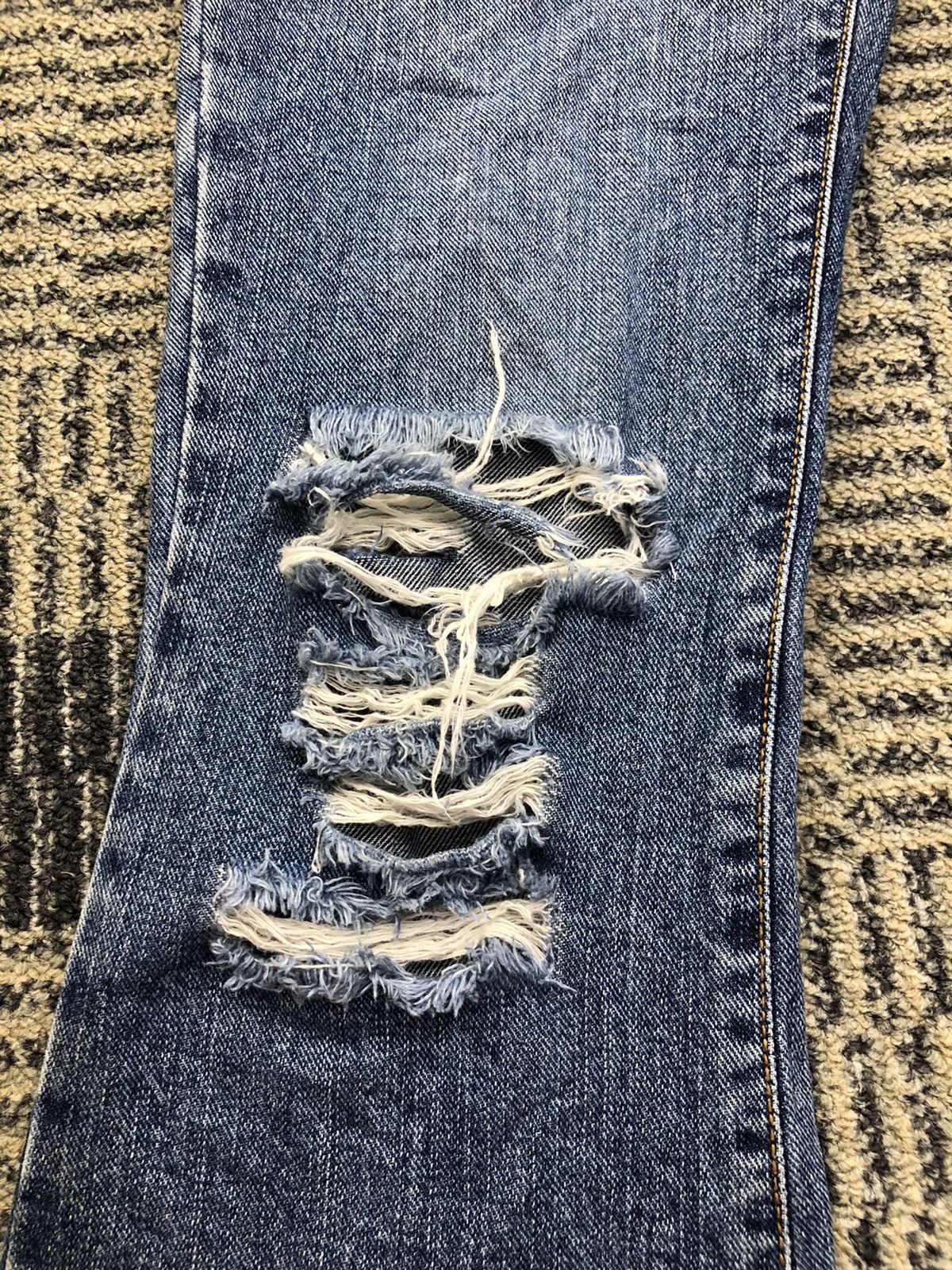 Japanese Brand M.Deux Ripped Flared Bootcut Faded Blue Jeans Size 27" / US 4 / IT 40 - 8 Thumbnail