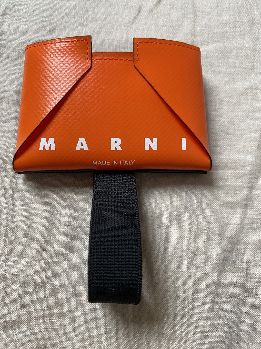 Marni PVC Credit Card Case Black / Orange Trifold