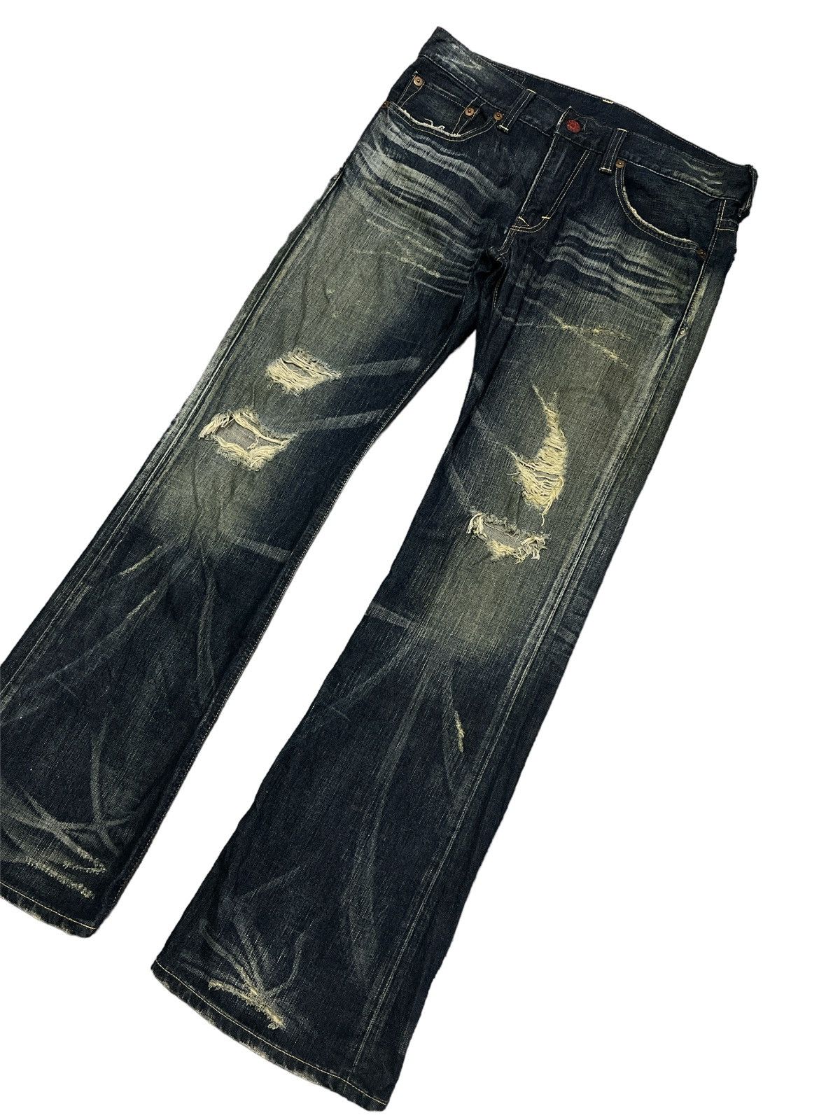 Other FLARED💥THRASHED EDWIN 503 BLUE TRIP DISTRESSED DENIM PANT Size US 32 / EU 48 - 4 Thumbnail