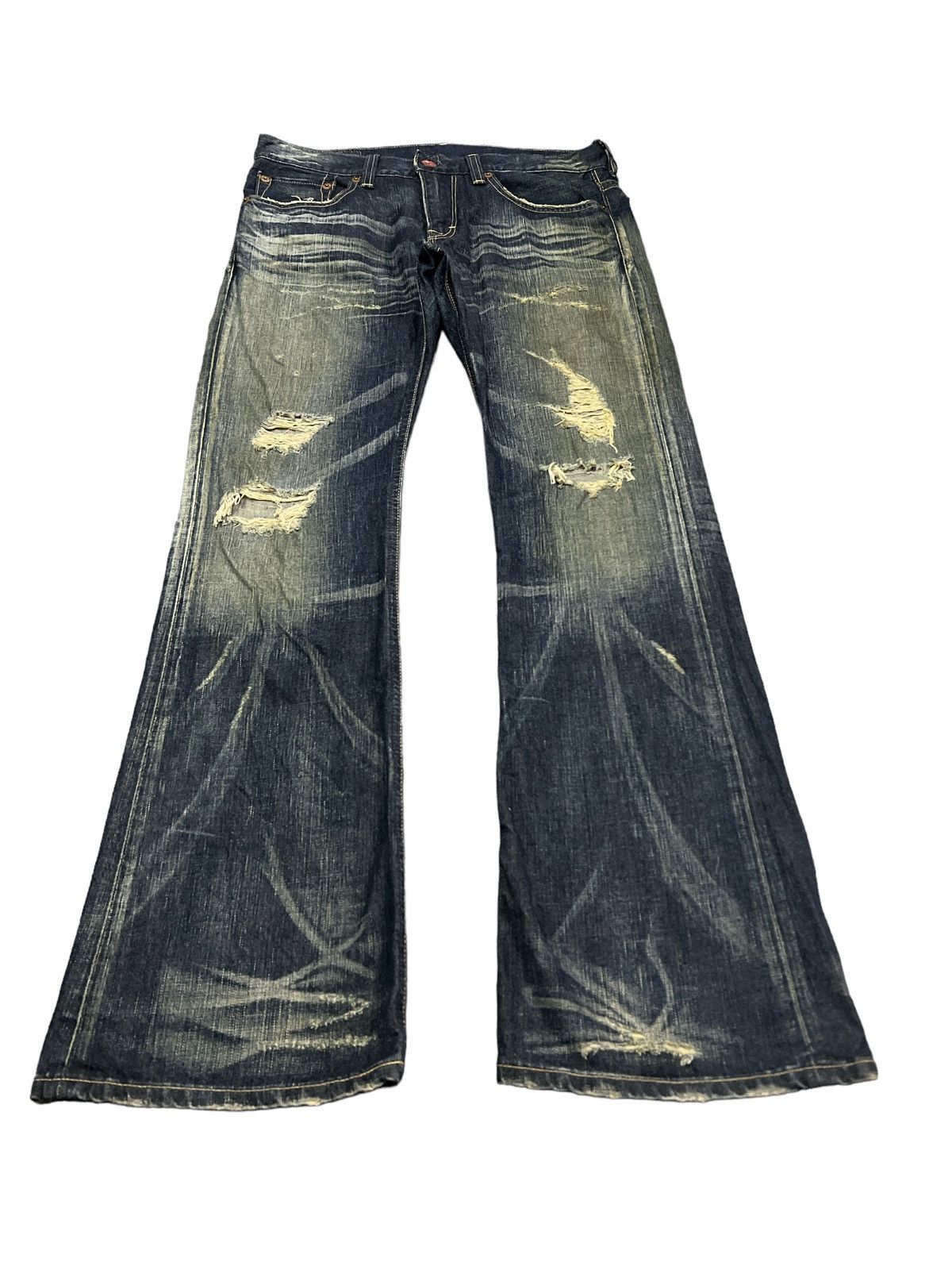 Other FLARED💥THRASHED EDWIN 503 BLUE TRIP DISTRESSED DENIM PANT Size US 32 / EU 48 - 2 Thumbnail