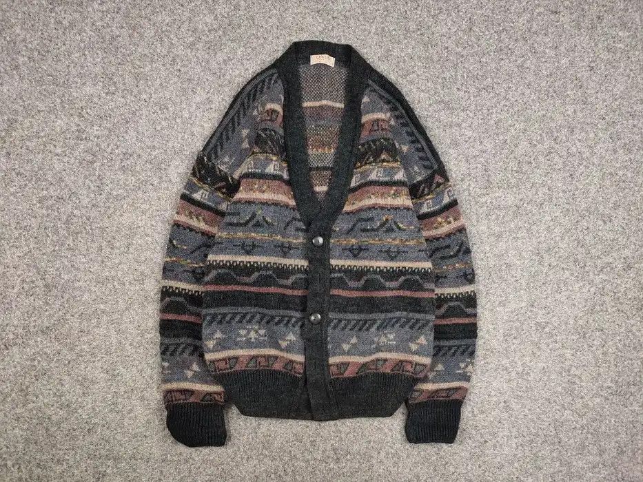 Japanese Brand Vintage 90's Japanese Patterned Cardigan Knitted Sweater Size US M / EU 48-50 / 2 - 1 Thumbnail