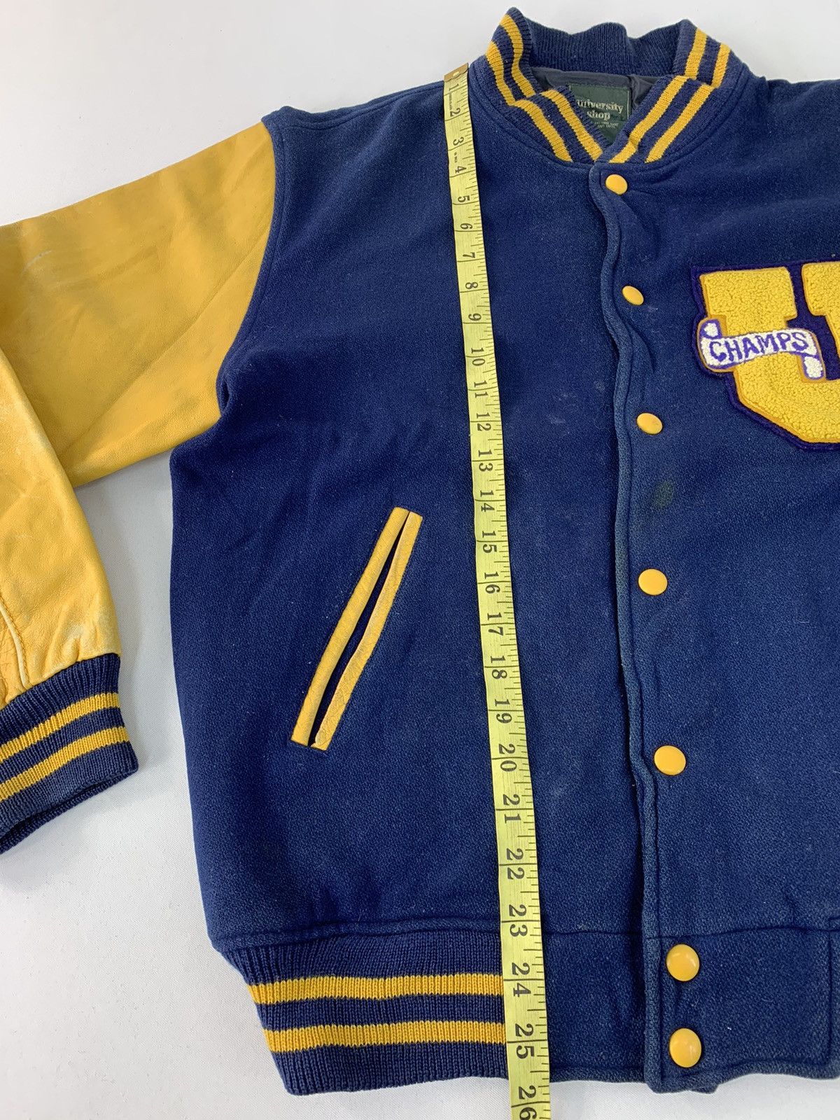 Leather Vintage University Shop U Champs Leather Sleeve Varsity Size US L / EU 52-54 / 3 - 10 Thumbnail