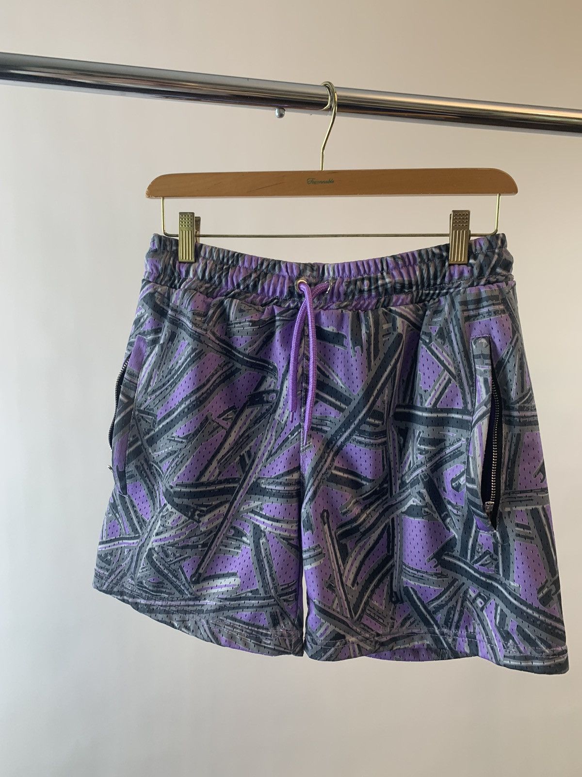 image of Vintage 2021 Snapped Needle Mesh Short Bizzrad in Purple, Men's (Size 28)