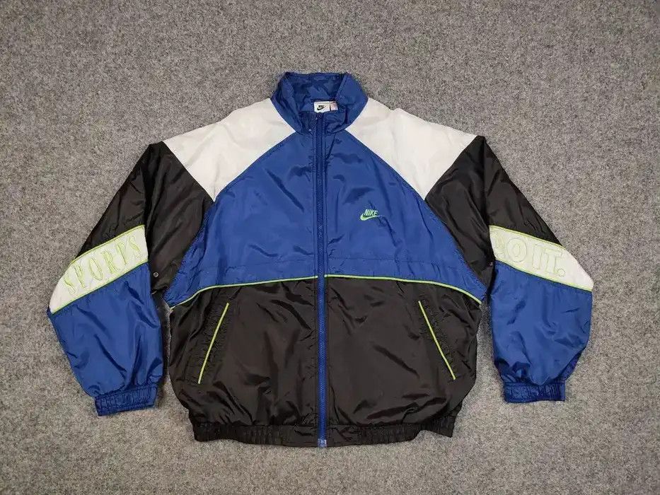 Nike Vintage 90's Nike Nylon Drill Big Embroidered Track Jacket Size US L / EU 52-54 / 3 - 5 Thumbnail