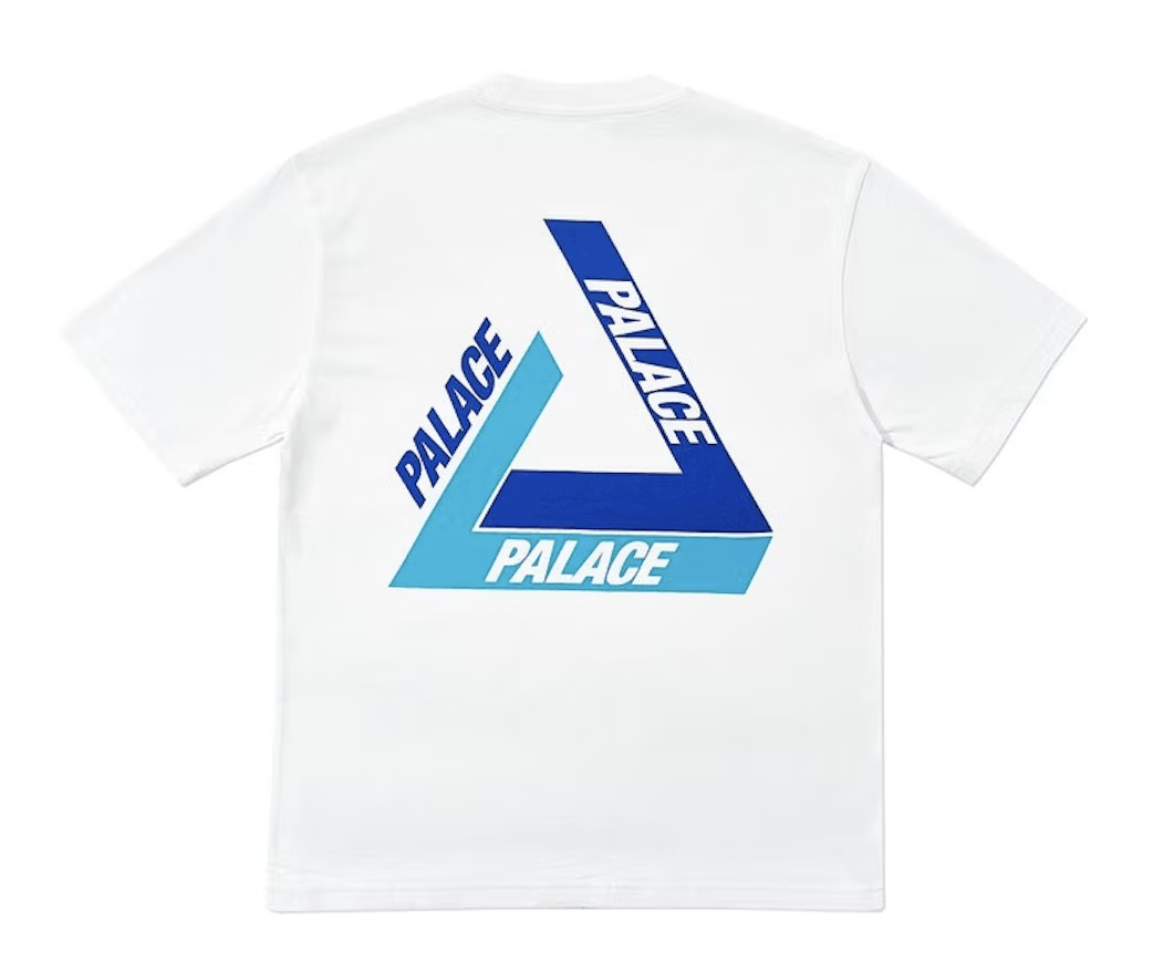 💚 2018 Palace Tri Shadow T-Shirt White/Blue Medium NEW