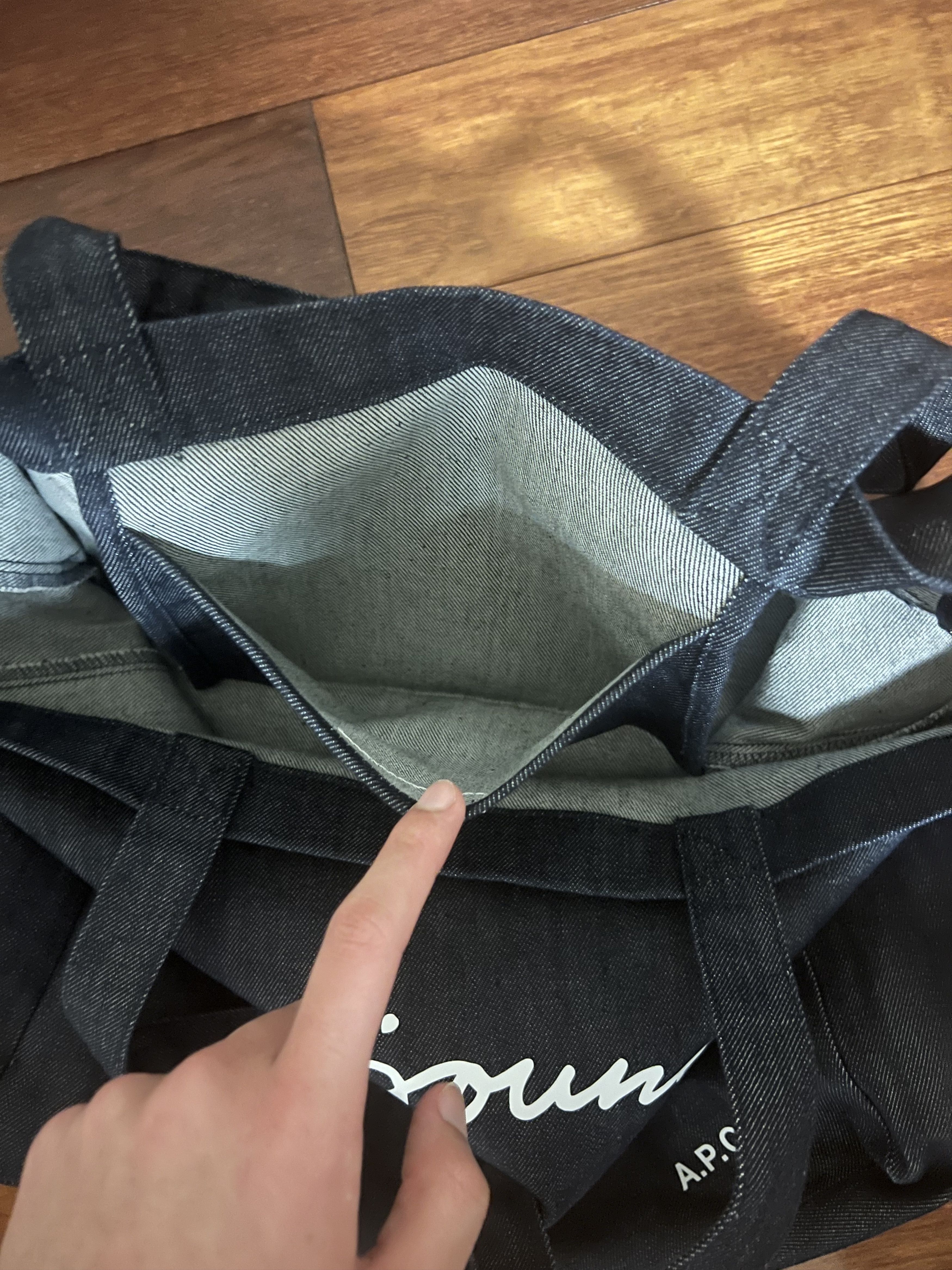 A.P.C. × JJJJound 💚 2020 A.P.C. x JJJJound Large Denim Tote Bag NEW Size ONE SIZE - 8 Thumbnail
