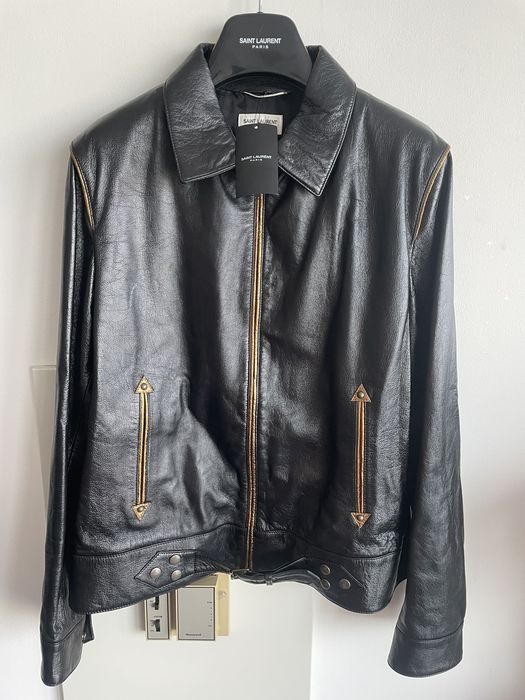 Saint laurent clearance lambskin leather jacket