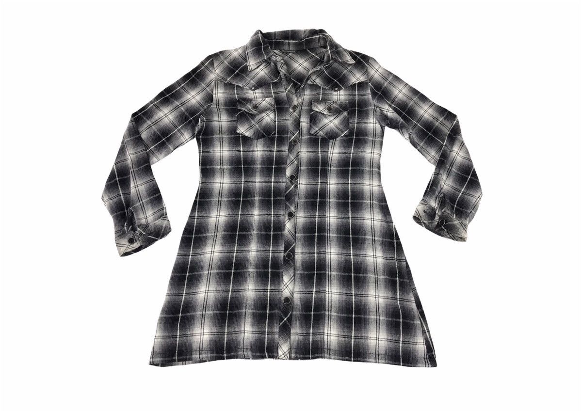 Japanese Brand Sky Bomber Long Flannel Button Up Shadow Plaid Checked Size L / US 10 / IT 46 - 1 Thumbnail
