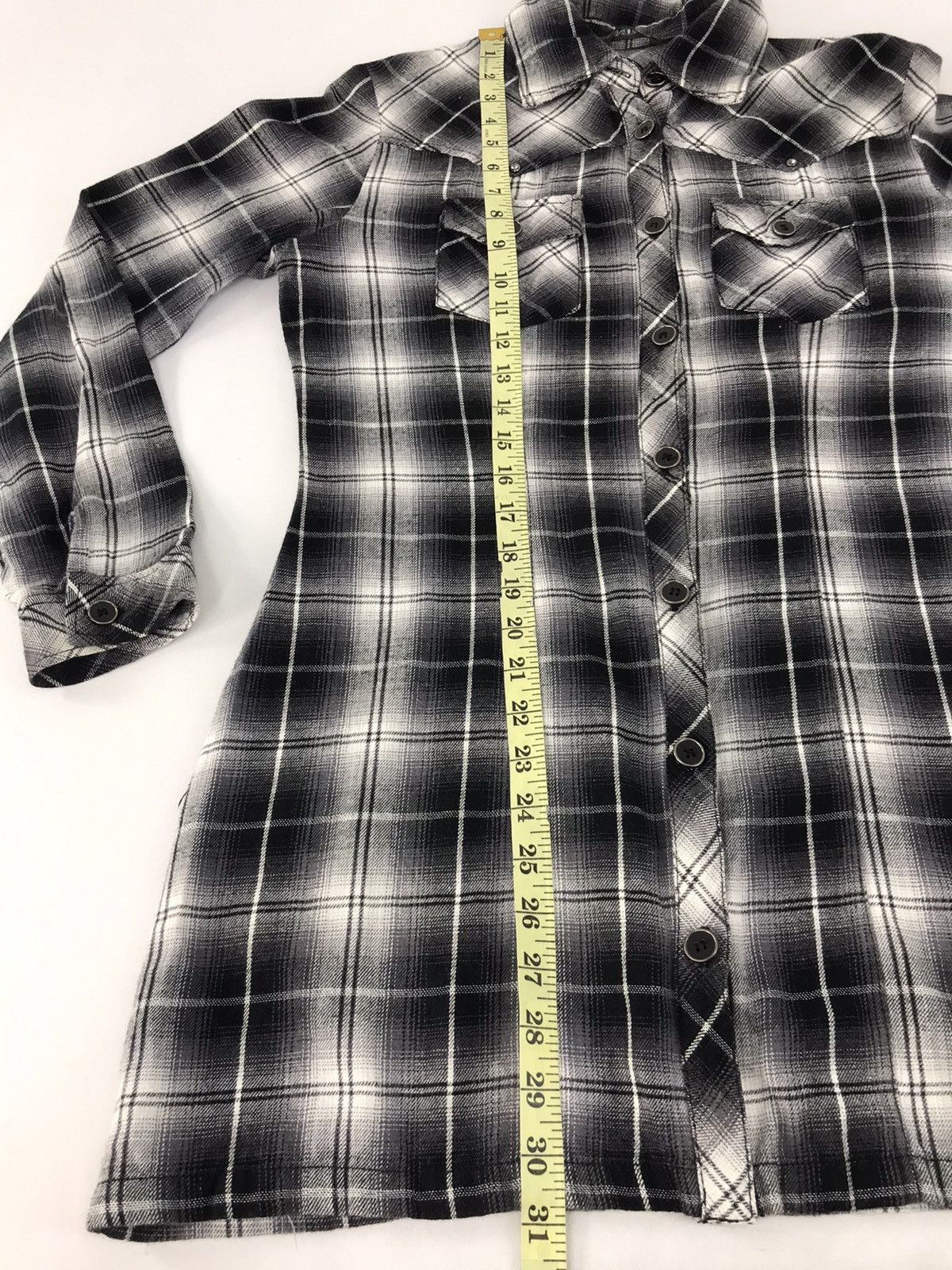 Japanese Brand Sky Bomber Long Flannel Button Up Shadow Plaid Checked Size L / US 10 / IT 46 - 12 Thumbnail