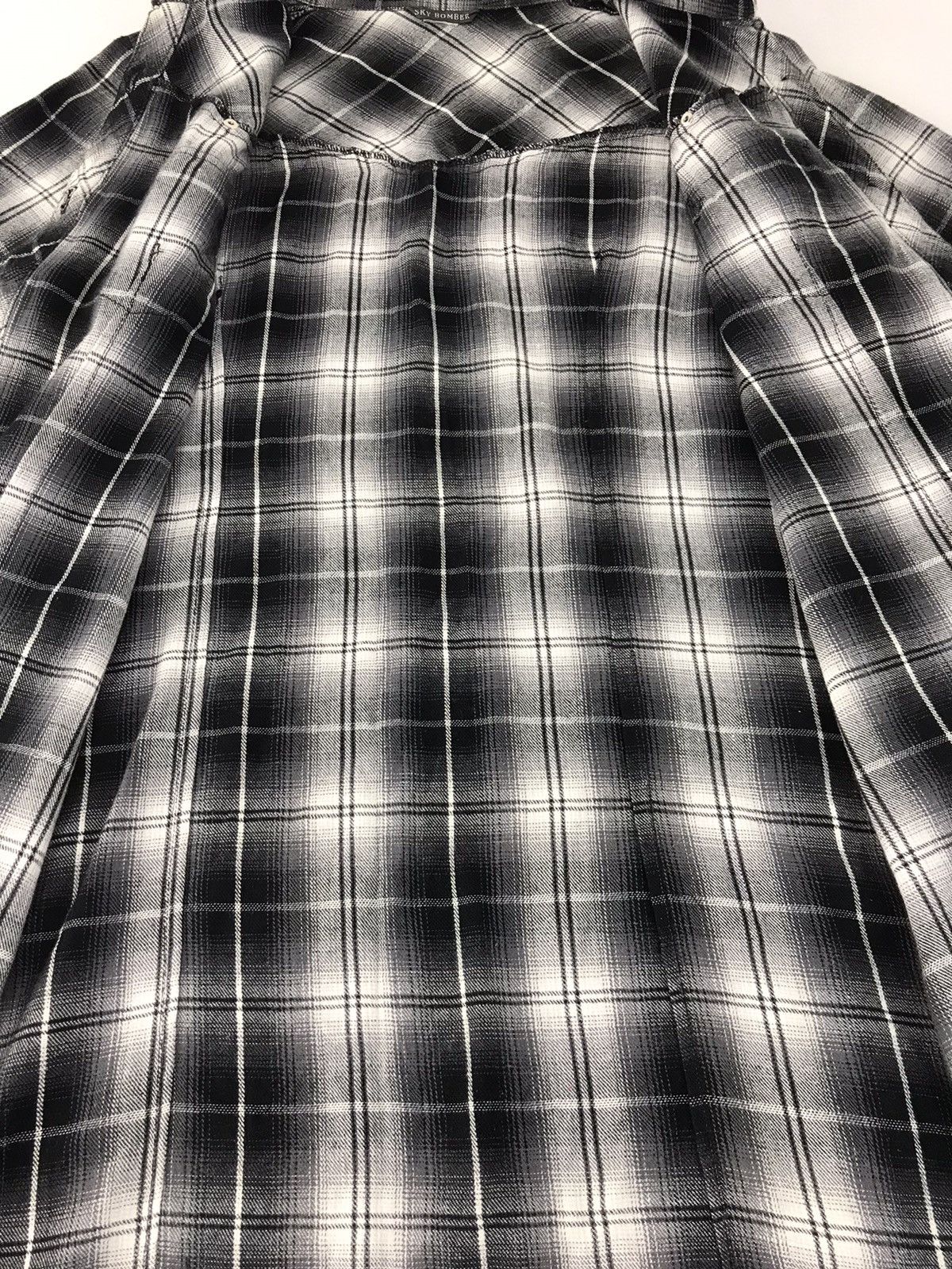 Japanese Brand Sky Bomber Long Flannel Button Up Shadow Plaid Checked Size L / US 10 / IT 46 - 5 Thumbnail