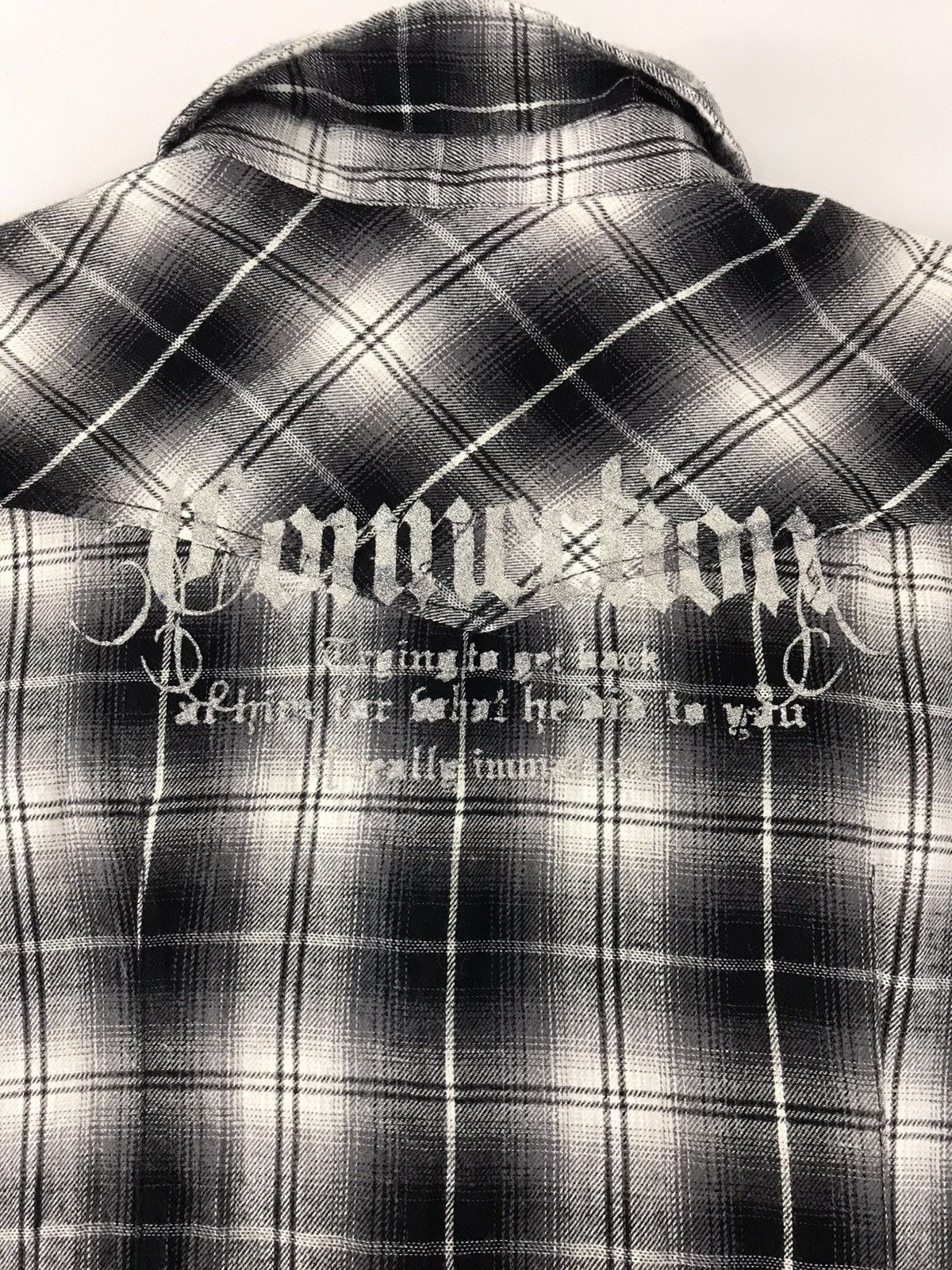 Japanese Brand Sky Bomber Long Flannel Button Up Shadow Plaid Checked Size L / US 10 / IT 46 - 6 Thumbnail
