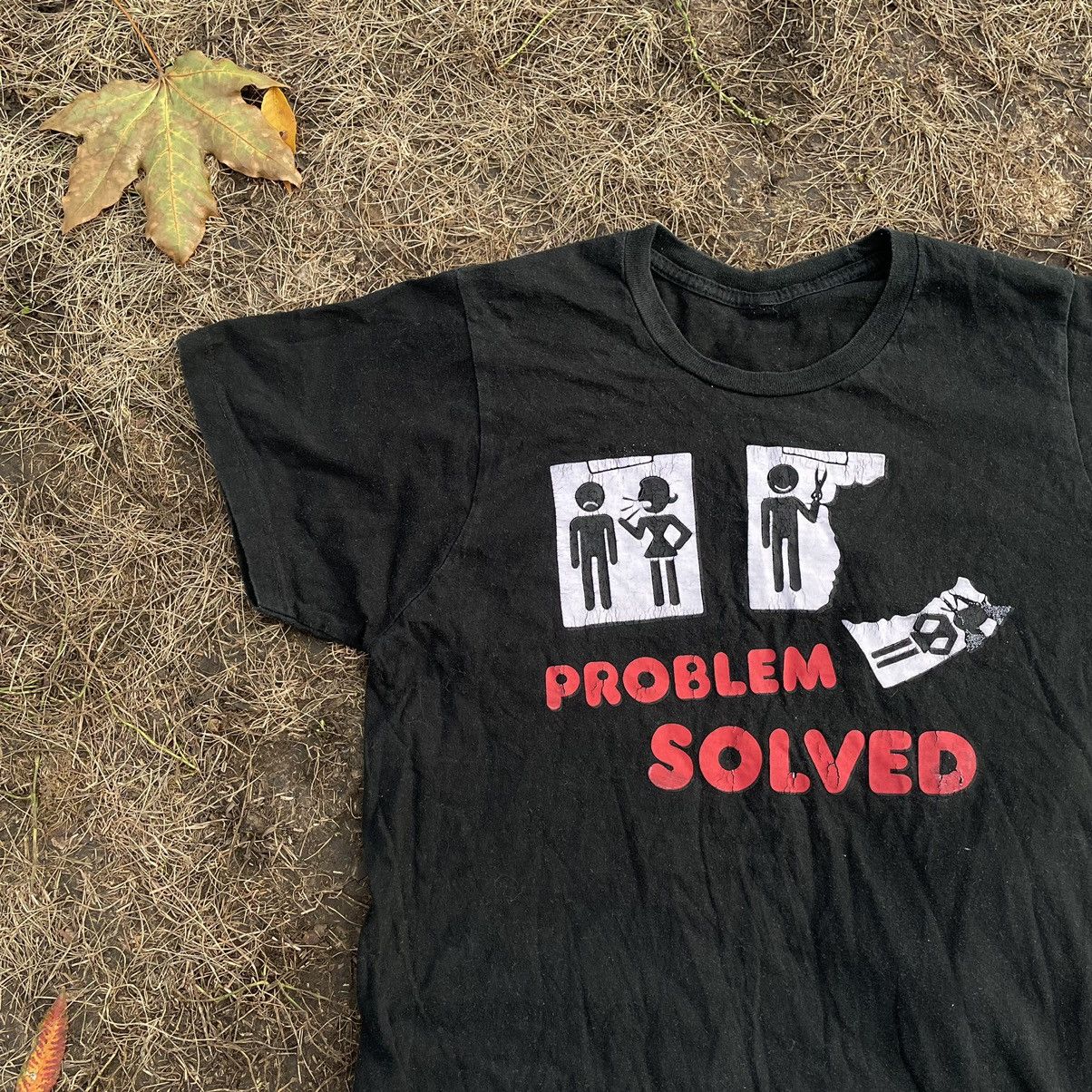 Vintage Vintage Y2K Sun Faded Graphic Tee Problem Solved Humor M Size US M / EU 48-50 / 2 - 2 Thumbnail