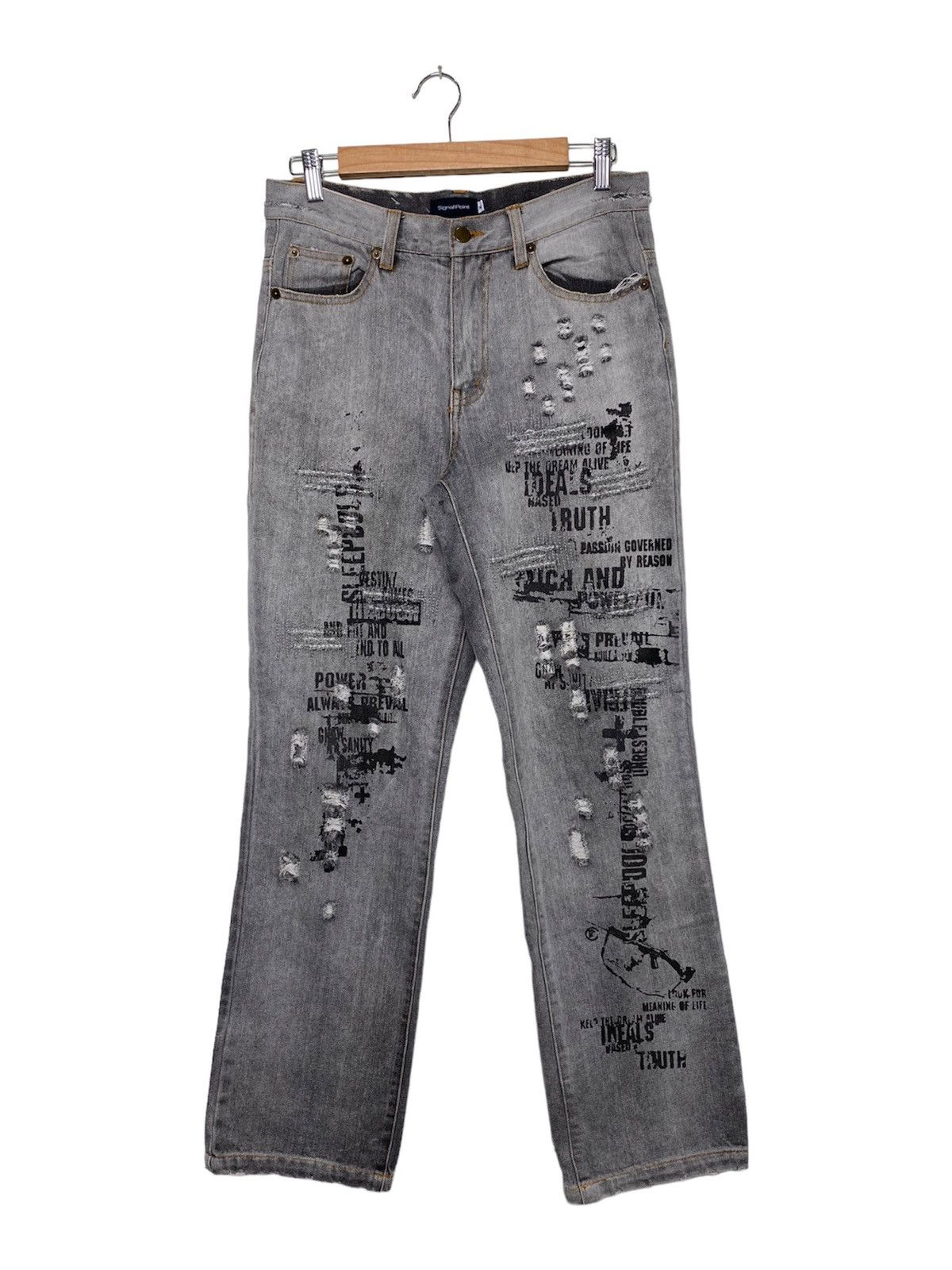 Japanese Brand Vintage Signal Point Printed Flare Denim / Undercover Yohji Size US 30 / EU 46 - 2 Thumbnail
