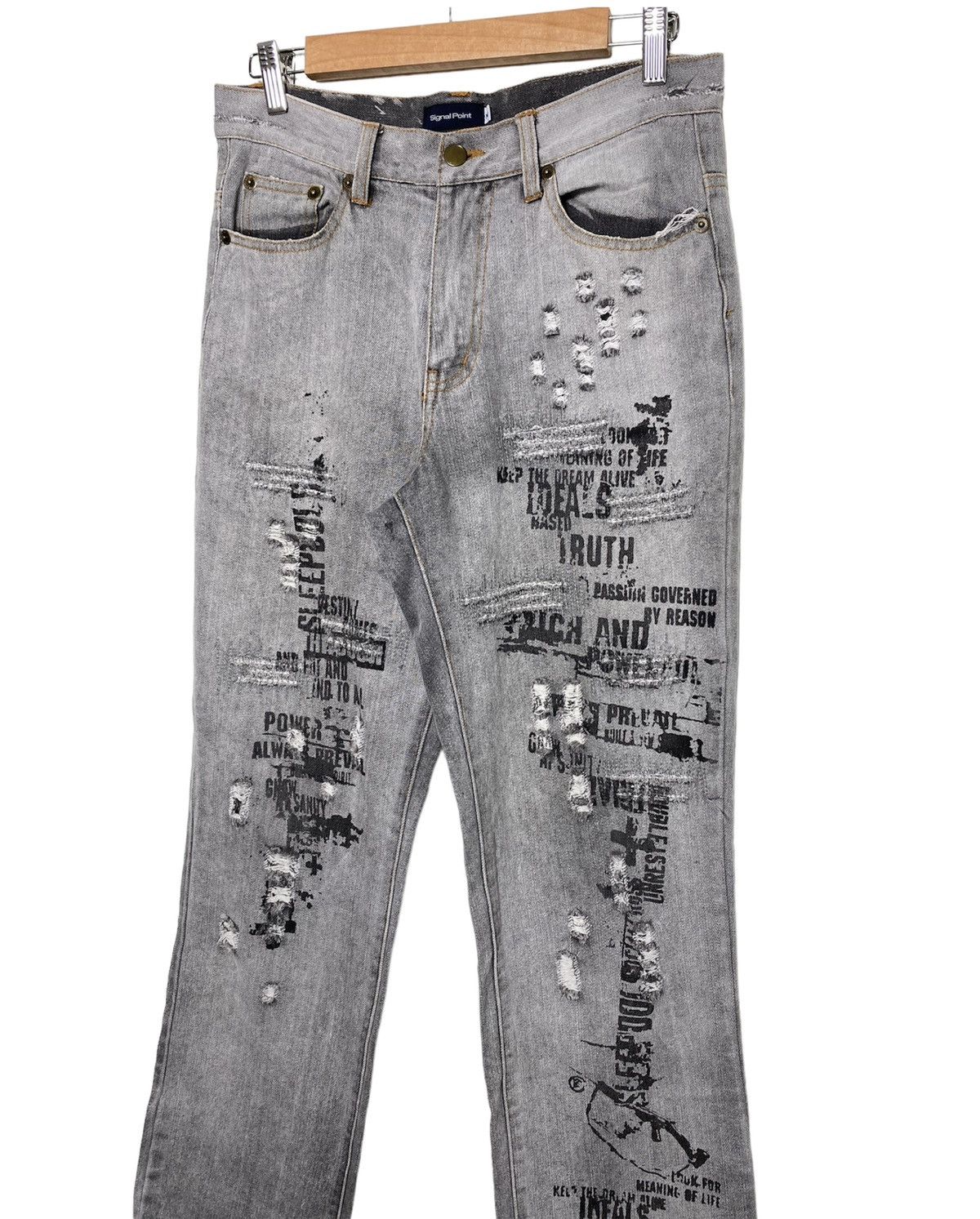 Japanese Brand Vintage Signal Point Printed Flare Denim / Undercover Yohji Size US 30 / EU 46 - 1 Thumbnail