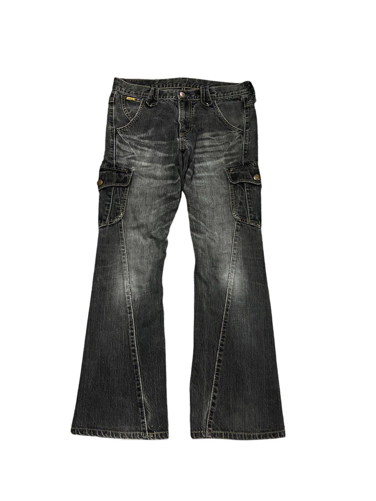 image of Avant Garde Flaredlee Riders Cargo Twist Denim Pant in Faded Black, Men's (Size 29)