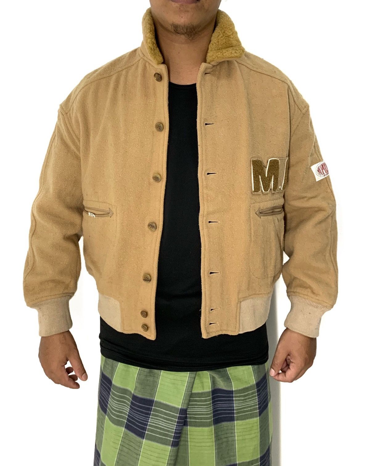 Issey Miyake 🇯🇵 Papas Mademoiselle Non Non Spellout Wool Varsity Jacket Size US M / EU 48-50 / 2 - 6 Thumbnail