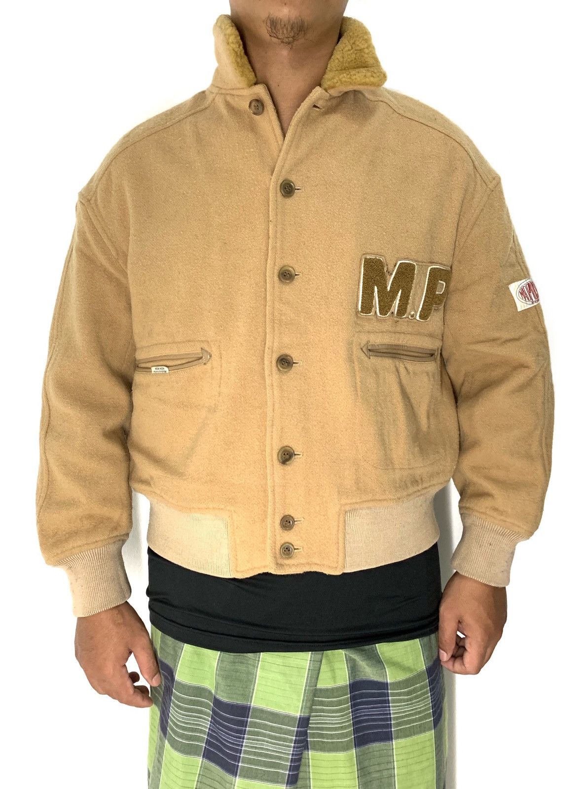 Issey Miyake 🇯🇵 Papas Mademoiselle Non Non Spellout Wool Varsity Jacket Size US M / EU 48-50 / 2 - 5 Thumbnail