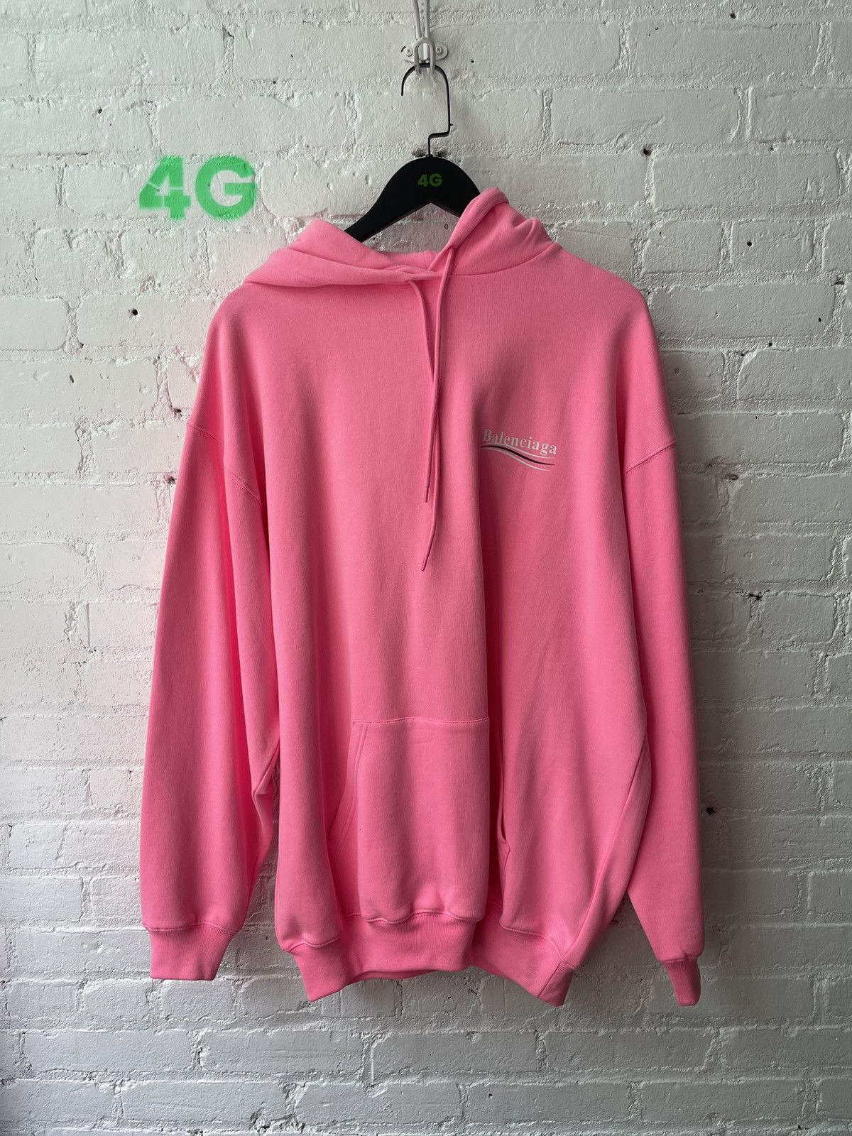 image of Balenciaga Pink Logo Hoodie, Men's (Size Small)